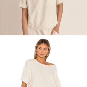 We The Free Off-White Textured Short Sleeve Tee